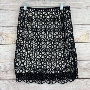 Postage‎ Stamp Anthropologie Crochet Lined Skirt Women's Size 4 Black/White